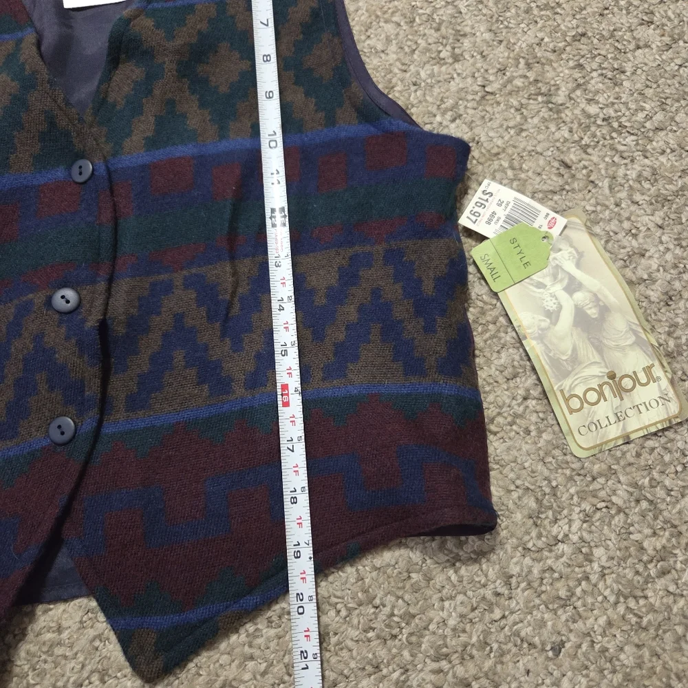 Women’s Vintage Aztec Vest Southwestern Multicolor Size Small Bonjour Hills USA‎